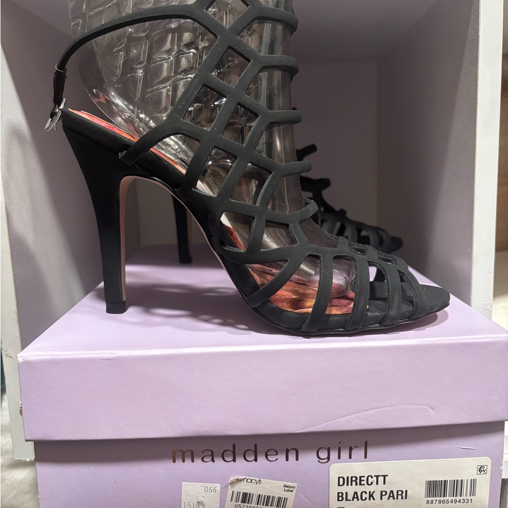 Madden Girl Black Caged Heels